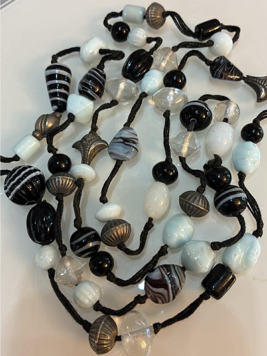 Jewelry - Black & White Multi-Bead Strand Necklace